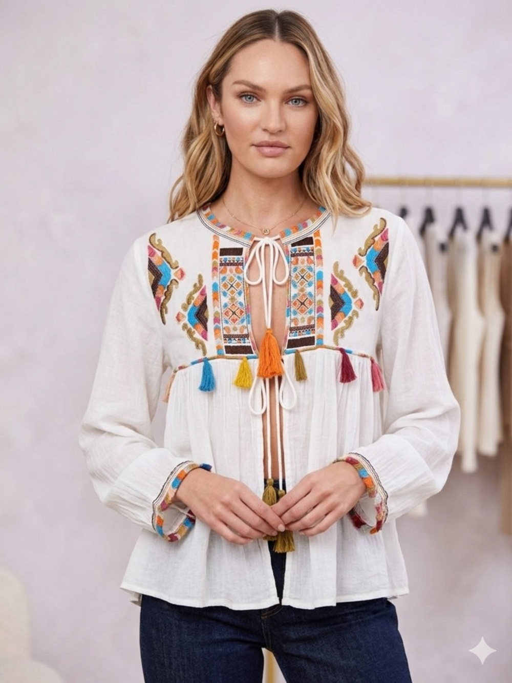 Anthropologie RD & Koko Embroidered Swingy Jacket/Top Size M MSRP $168 boho